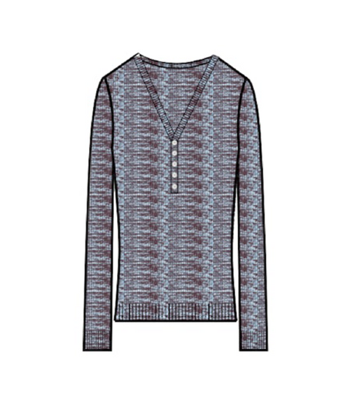 Womens Supima Cotton Cashmere Rib Marled Henley