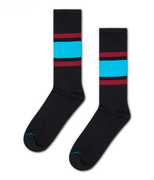 Mens Simple Stripe Sneaker Sock in Black F25 Mens Simple Stripe Sneaker Sock in Black F25