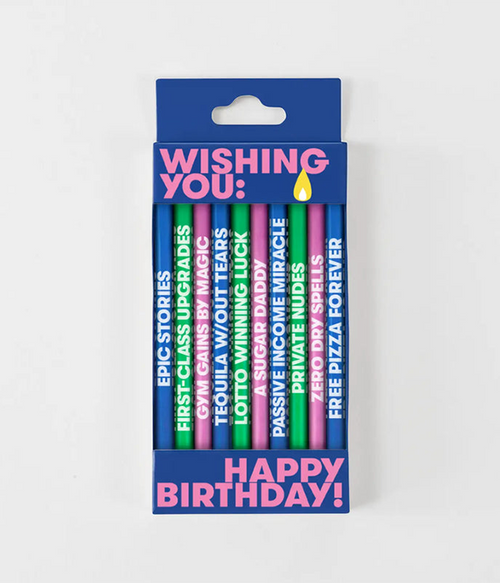 Wishing You: Cheeky Edition - Long Birthday Candles, 10 Pack Wishing You: Cheeky Edition - Long Birthday Candles, 10 Pack