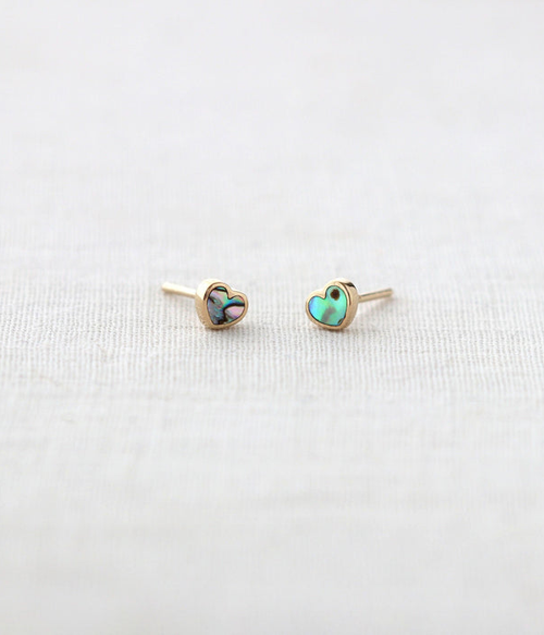 Womens Abalone Heart Stud Earrings Womens Abalone Heart Stud Earrings