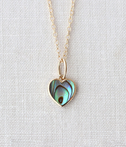 Womens Abalone Heart Charm Necklace Womens Abalone Heart Charm Necklace