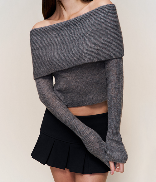 Womens Off Shoulder Rib Knit Top