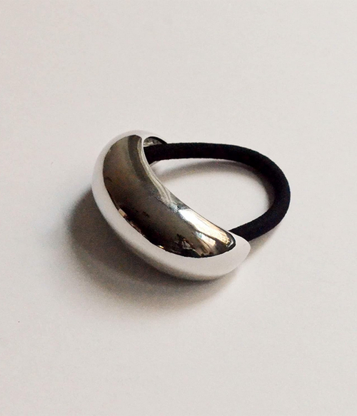 Womens Wide Crescent Metal Ponytail Hair Tie | Silver - Silver - One Size