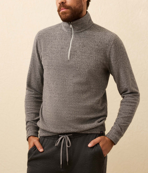 Mens Legend Sweater Quarter Zip F25 - Alpine Grey Herringbone - M