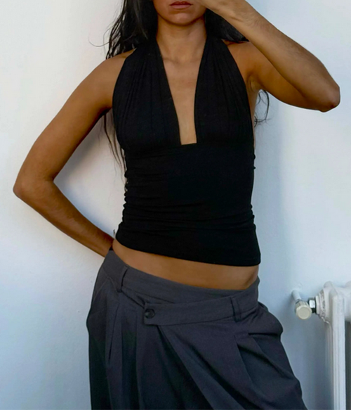 Womens Isabela Top in Black - 99_Polka Dot - One Size