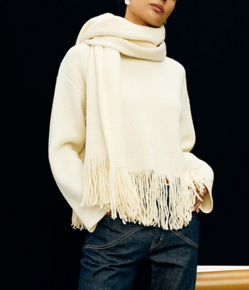 Womens Lise Sweater in Ivory Fringe - Ivory Fringe - L