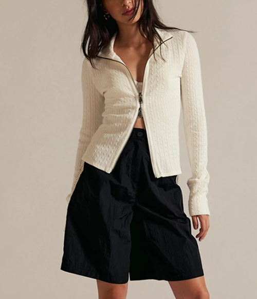 Womens Brunch Girl Zip Up - 1103_Clean Ivory - L