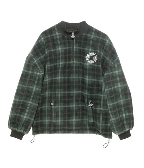 Womens Heavenly Room Service Fleece A1 Alex Crewneck in Green Plaid - Green Plaid - M/L
