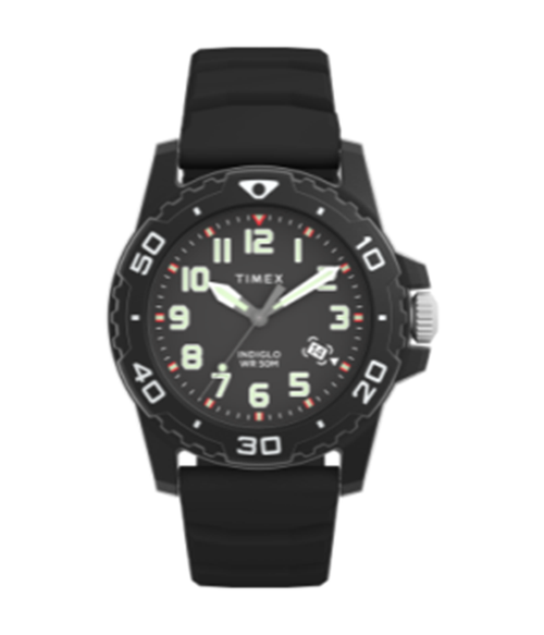 Timex 42mm Silicone Strap Watch - Black Dial Black Strap - Black Dial Black Strap - One Size