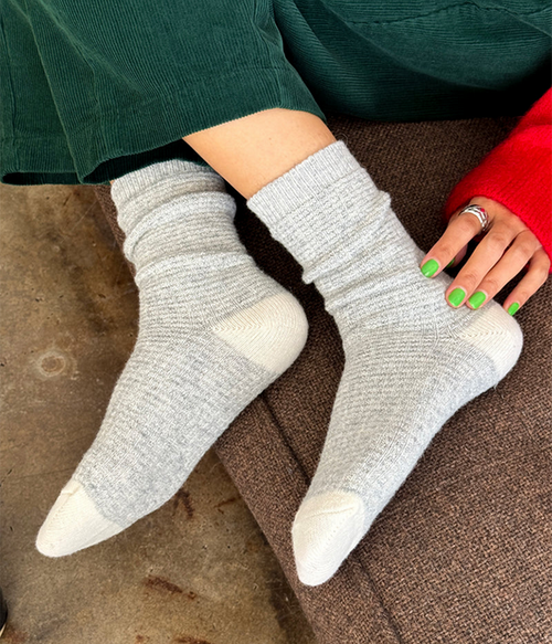 Womens Wool Waffled Socks - Brown / Oatmeal - One Size