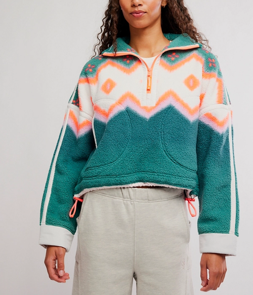 Womens Printed Mountain High 1/2 Zip Fleece - 3323_Soft Glow Green Glow - XL