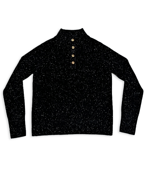 Womens Cashmere Henley Pullover - Onyx - XL