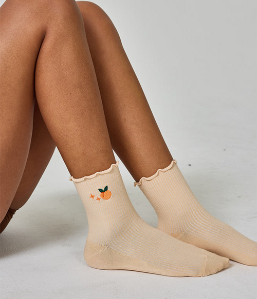 Everyday Ruffle Sock in Peach - Peach - One Size