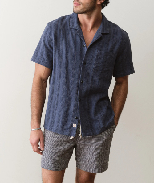 Mens Dobby Resort Shirt in Navy