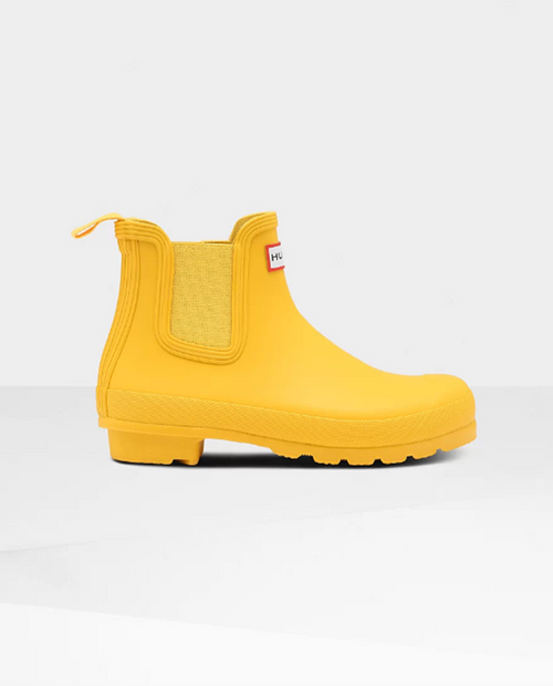 yellow hunter ankle boots