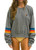 Womens Rainbow Stitch Sleeve - Crew Sweatshirt Relaxed