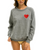 Womens Crew Sweatshirt Relaxed Heart Embroidery