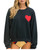 Womens Crew Sweatshirt Relaxed Heart Embroidery