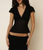 Womens Darling Lace Trim Flutter Top