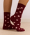 Womens 2 Pack Socks - Pink & Burg Spot