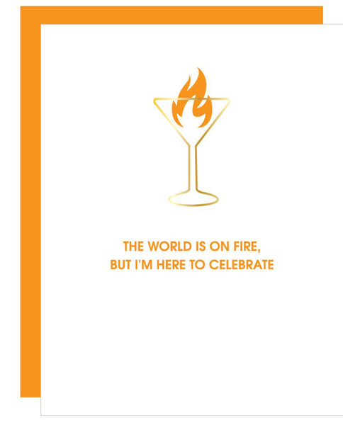 World is on Fire Martini Paperclip Card
