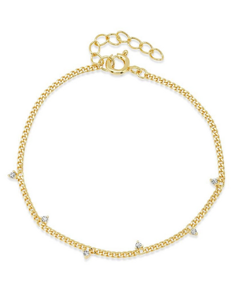 Brass Bracelet w/ Clear CZ Spread
