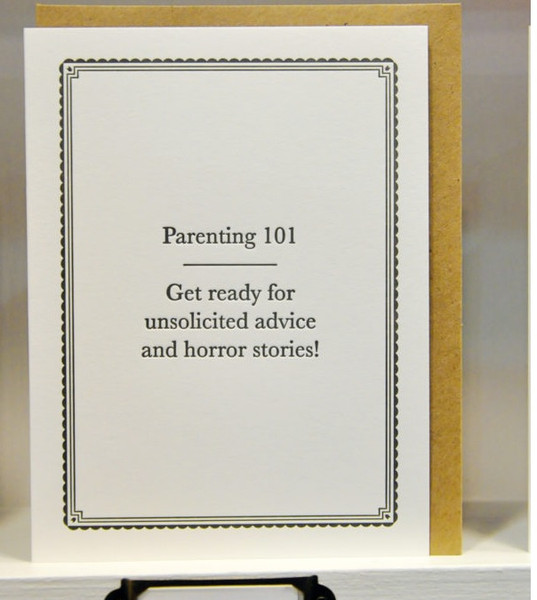 Huckleberry Letterpress Parenting 101 Card - Black / White - One Size