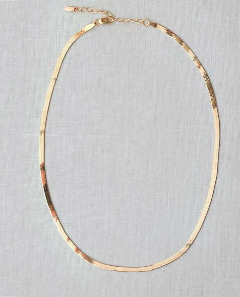 Womens Herringbone Chain Necklace in 18k Gold Vermeil