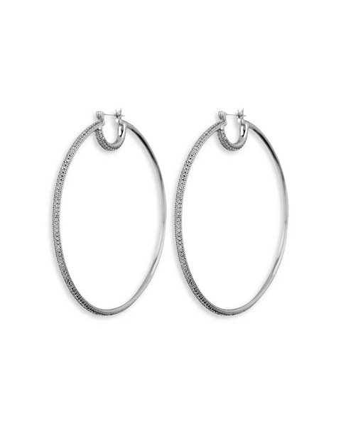 Womens Stardust Pave Hoops in Silver