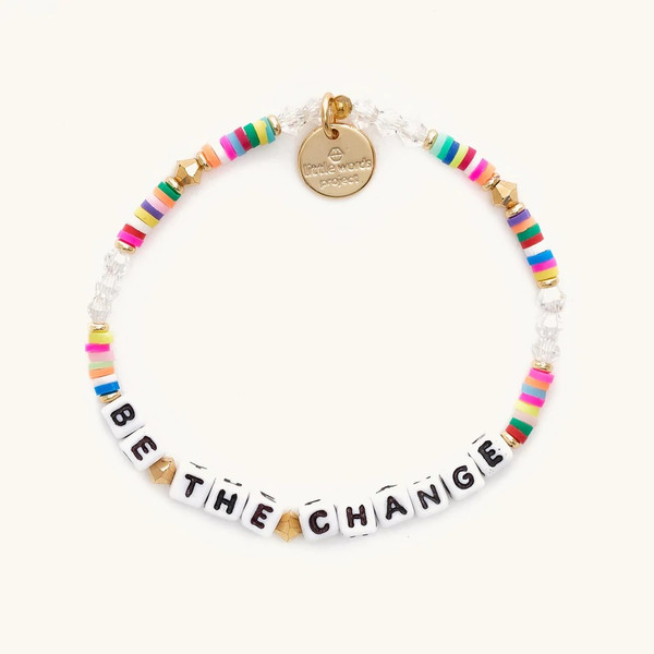 Womens White Be The Change Rainbow Bracelet