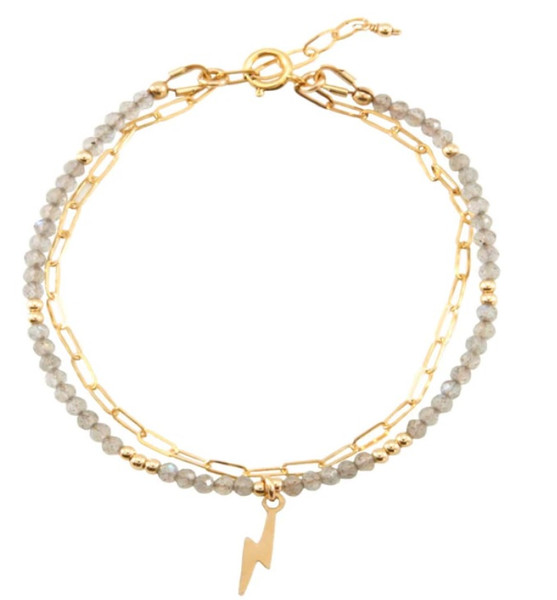 Grace Double Oval Link Chain with Labrodorite Stone Bracelet