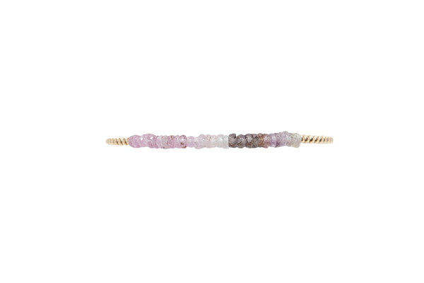 2mm Yellow Gold Filled Bracelet with Pink Sherbert Sapphire Ombre 6.5in