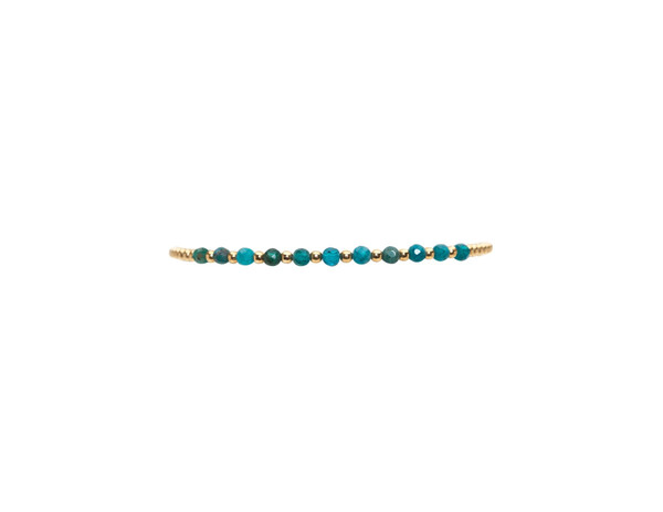 Womens 2MM Yellow Gold Filled Bracelet with Apatite Gold 6.5in
