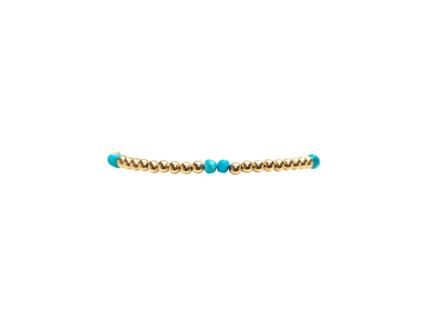 Womens 3mm Yellow Gold Filled Bracelet with Turqois Pattern