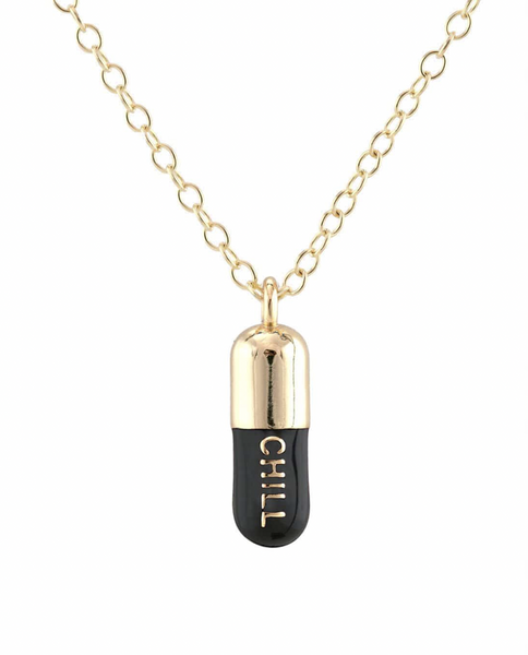 Womens Big Chill Pill Enamel Necklace