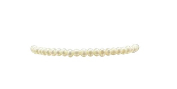 2mm Yellow Gold FIlled Bracelet with White Pearl Across 6.25in