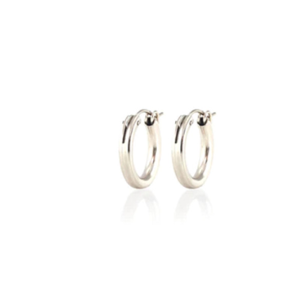 Womens Chubby Hoop Earrings in Sterling Silver