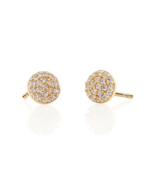 Round Crystal Stud Earrings in 18K Gold Vermeil