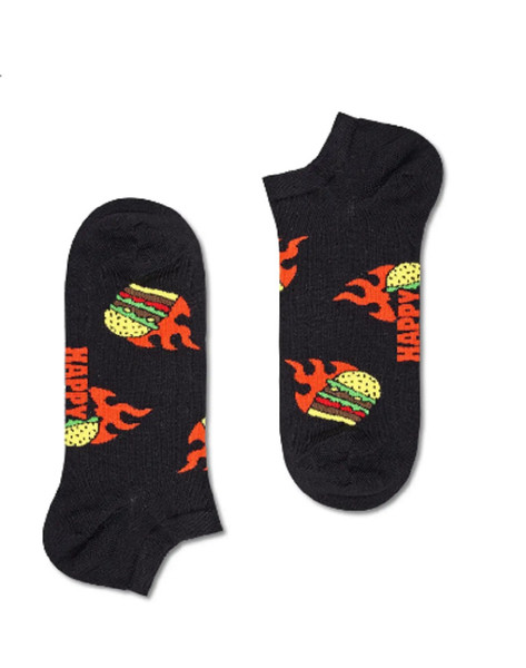 Mens Flaming Burger Sock in Black