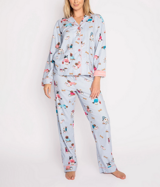 Womens PJ Set Flannels in Sky Blue