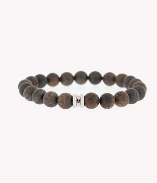 Mens Basic Stones Bracelet in Matt Bronzite