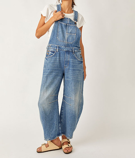 Womens We The Free Good Luck Barrel Overalls