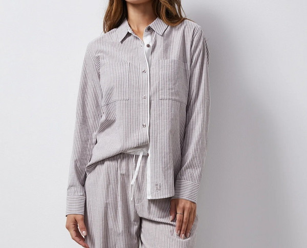 Womens Stripe Poplin Relaxed Shirt