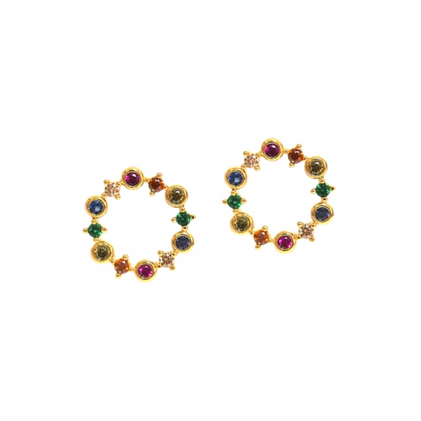 Multi Colored Open Circle Studs