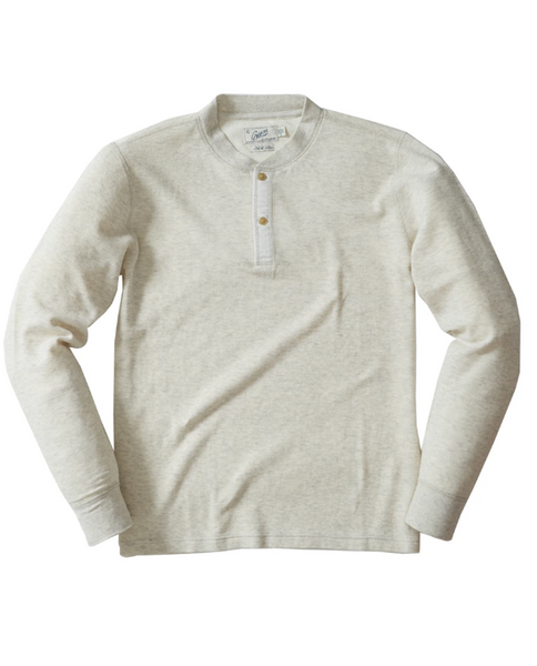 Mens New Windsor Double Cloth Henley - Oatmeal Heather