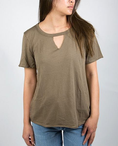 Short Sleeve Crew Neck Cut Out