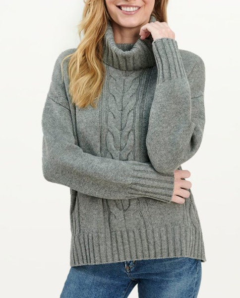 Splendid Womens Cashblend Cable Sweater - Heather Grey 