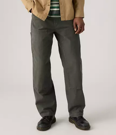 Shop Mens 568 Loose Straight in Charcoal Green Double Knee