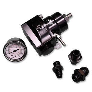 EngineStand.com Fuel Pressure Regulator AN8 Feed & AN6 Return Line + 0-160PSI Gauge Set Black RES-ACC-U014