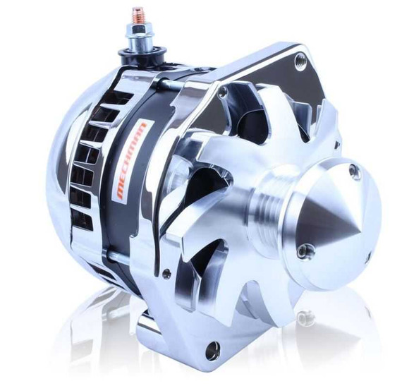 Mechman S Series 320 Amp Alternator with 6.15" Bolt Pattern - CHROME w/ March Pulley BP572320C-M175